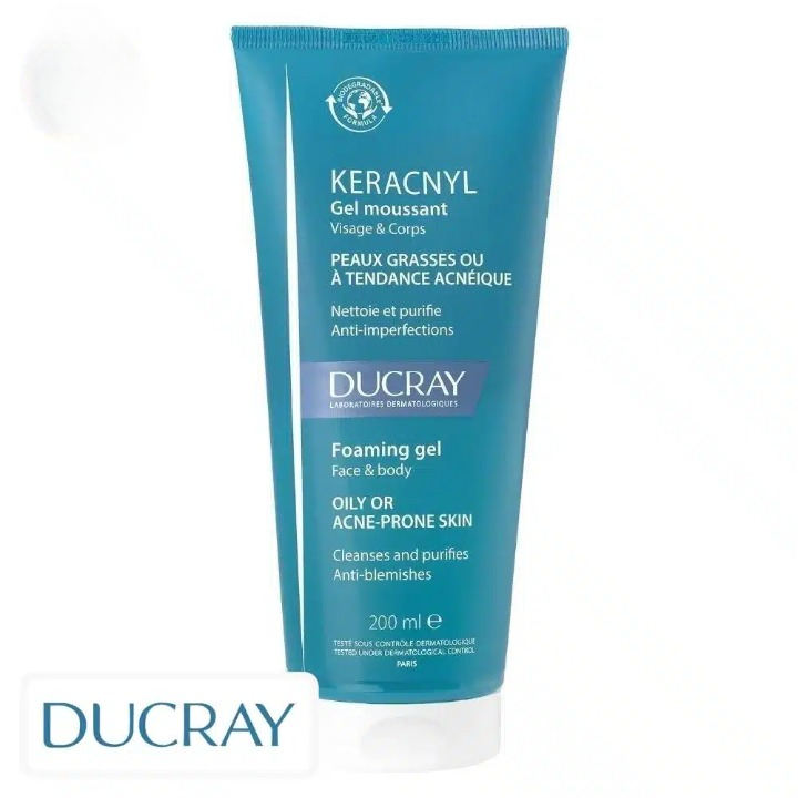 Ducray Keracnyl Foaming Face & Body Cleanser – 200 ml